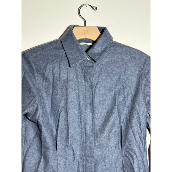 Rosetta Getty LN Heathered Blue 100% Cashmere Button Down Fitted Shirt Size 6 - Picture 2 of 7